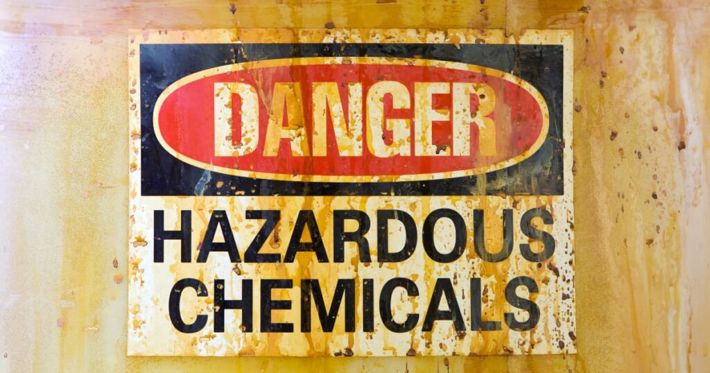 Warning sign for hazardous chemicals