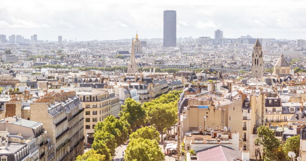 Panoramic view of Paris with clear skies