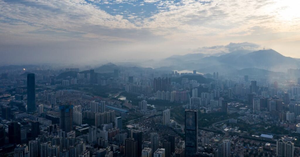 Shenzhen skyline with reduced pollution