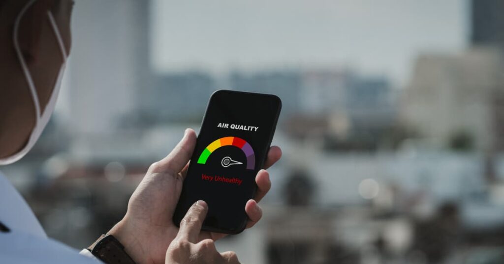 Checking air quality index to protect yourself from air pollution